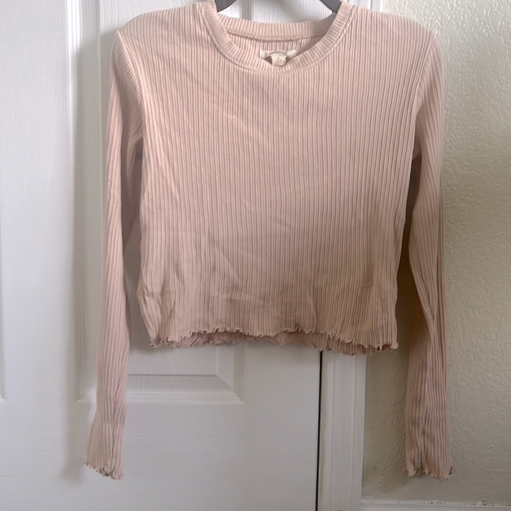 Pink cute ruffled long-sleeve